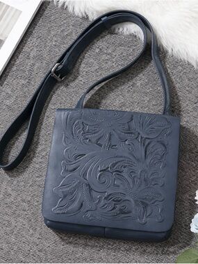 Patricia Nash Black Leather Flap Crossbody